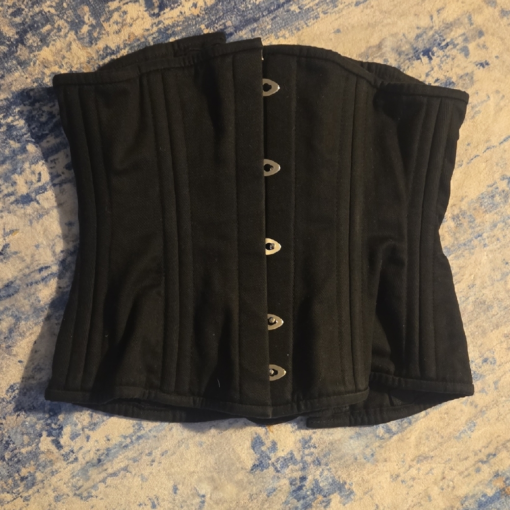 Elegant Black Corset with Metal Details